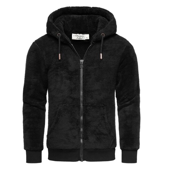 Zip fleece hoodie herrtröja med fleece svart