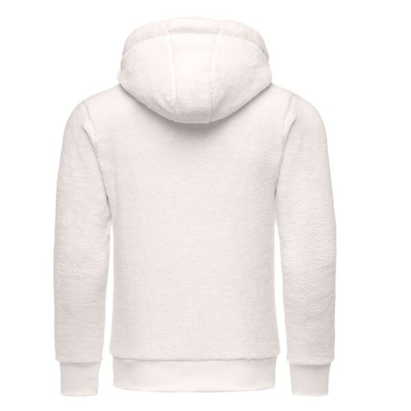 Zip fleece hoodie herrtröja med fleece vit bakifrån