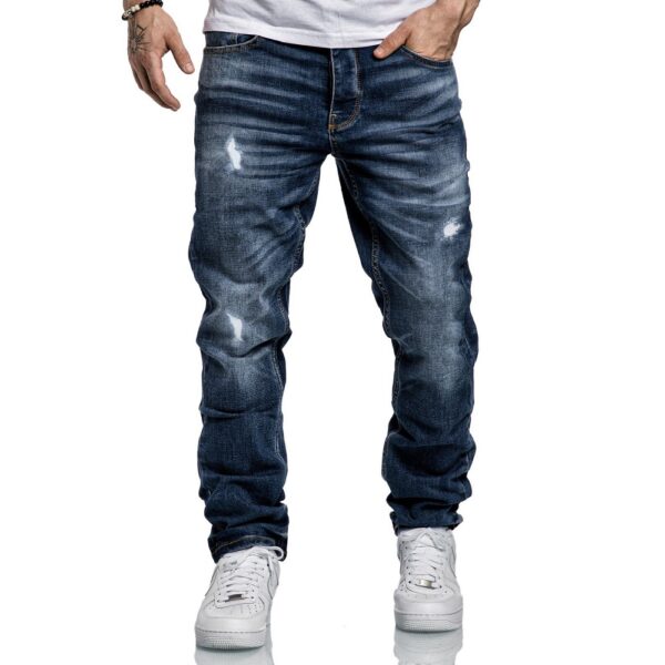 Mörkblåa straight fit jeans från amaci & sons