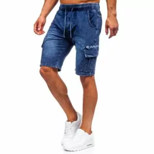 JHN - Blåa jeansshorts med cargofickor