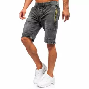 JHN - Svarta jeansshorts med stretch