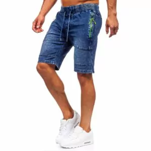 JHN - Blåa jeansshorts med stretch
