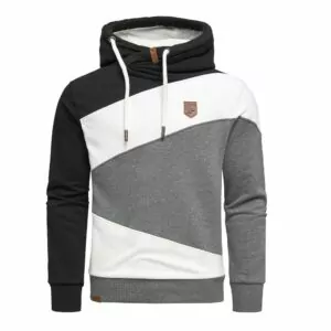 Trefärgad hoodie herr 449 kr - superskön med högre hals - svart,vit och grå