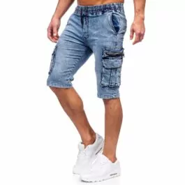 Herrshorts med benfickor - Blåa jeansshorts