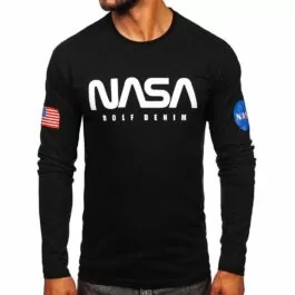 Tunn långärmad tröja - Svart NASA tröja framifrån