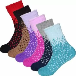 6 par fluffiga och varma dam sockor i härliga färger