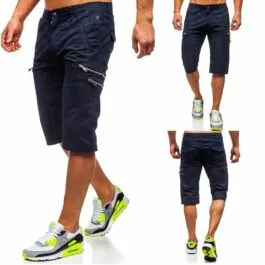 JHN - Mörkblåa lätt camouflagefärgade shorts