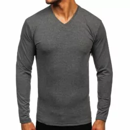 Antracitgrå V-ringad tröja - Longsleeve