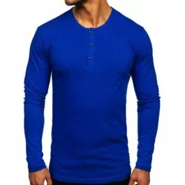 Blå tröja i henley stil - Longsleeve