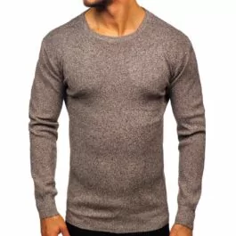 Brun tröja - Sweater med rundad hals framifrån
