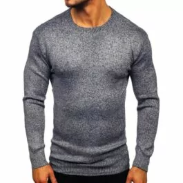 Mörkblå tröja - Sweater med rundad hals framifrån