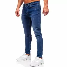 Herrjeans med slitningar - Mörkblåa jeans