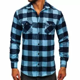 Flanellskjorta - Blå/mörkblå herrskjorta