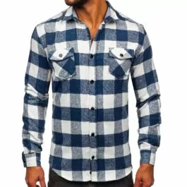 Flanellskjorta - Vit/blå herrskjorta