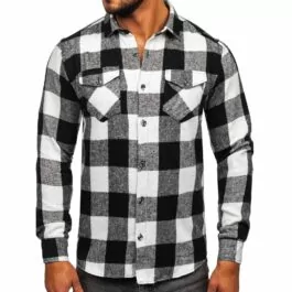 Flanellskjorta - Vit/svart herrskjorta
