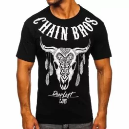 Kortärmad svart tröja - Chain Bros t-shirt framifrån