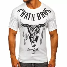 Kortärmad vit tröja - Chain Bros t-shirt framifrån