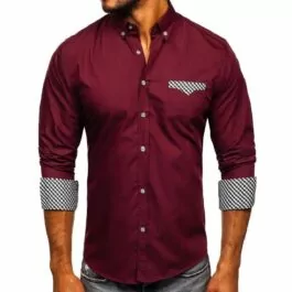 Vinröd skjorta med dekorativa mönster - Herrskjorta