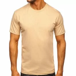 Beige basic t-shirt - Rund hals framifrån