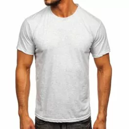 Ljusgrå basic t-shirt - Rund hals framifrån
