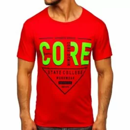 T-shirt Core - Röd med rund hals framifrån