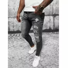 Slim fit destroyed jeans - Svart jeansbyxa