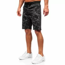 Svarta polyester shorts - Herrshorts med tryck