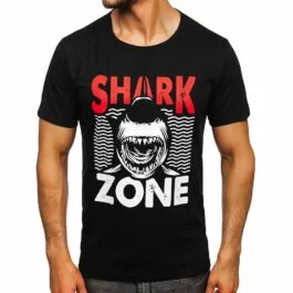 Svart t-shirt med rund hals - Shark Zone framifrån