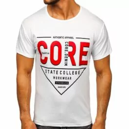 T-shirt Core - Vit med rund hals framifrån