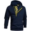 Zip hoodie herr - halv dragkedja och hög hals marinblå och gul