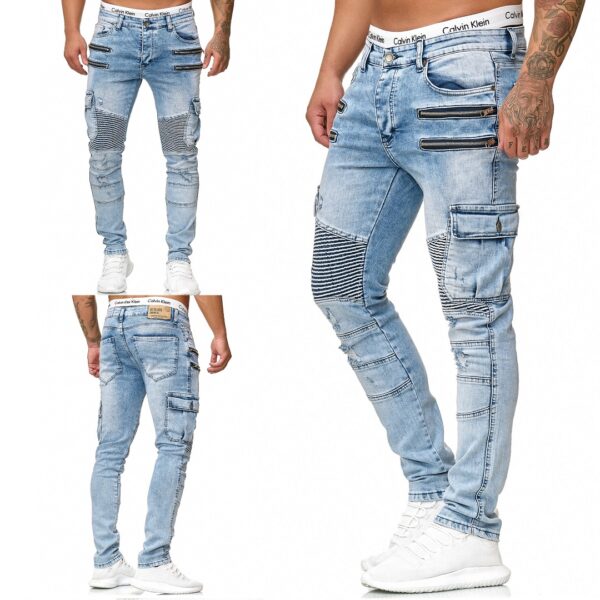 Jeans med cargofickor och stretch