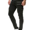 Svarta stretch jeans med cargofickor