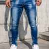 Blåa jeans - herrjeans med stretch - front