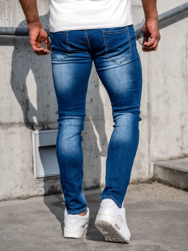 Blåa jeans - herrjeans med stretch - bakifrån