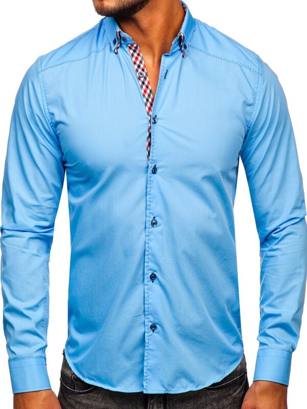 Ljusblå herrskjorta - Stilren skjorta - front