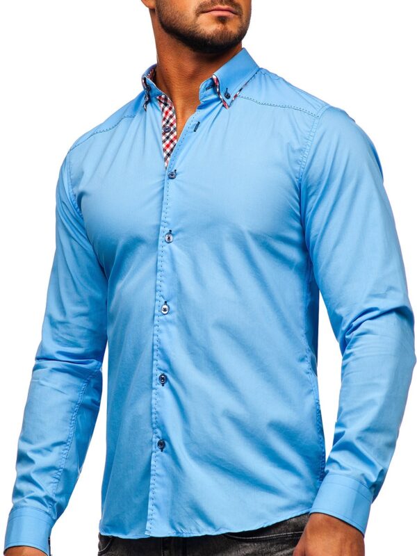 Ljusblå herrskjorta - Stilren långärmad