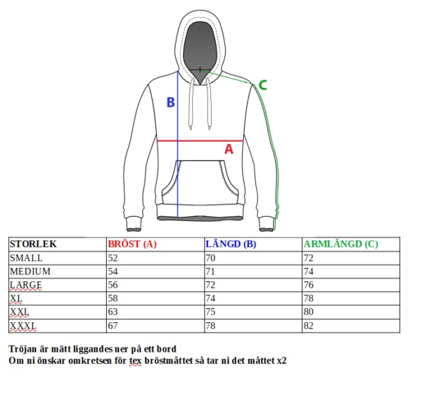storlekstabell hoodie