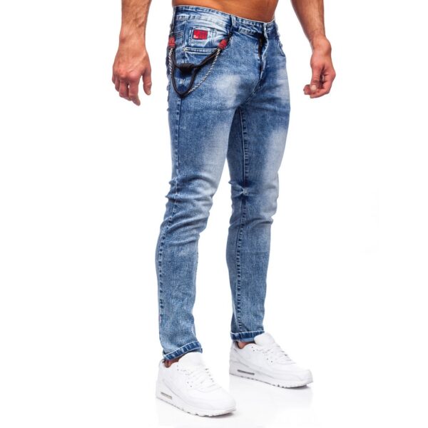 Slim Fit Jeans - Blåa herrjeans med lättare skuggninigar från sidan