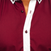 Elegant vinröd herrskjorta med långa ärmar - zoom