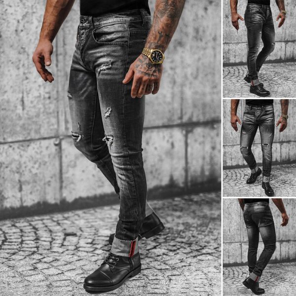 Jeans med nötningar och slitningar - svarta