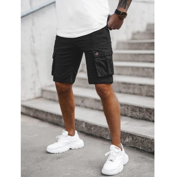 Chino shorts - Svarta Herrshorts med extra fickor på benen front