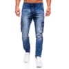 Blåa jeans joggers med cargofickor front