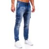 Blåa slitna jeans joggers med benfickor front