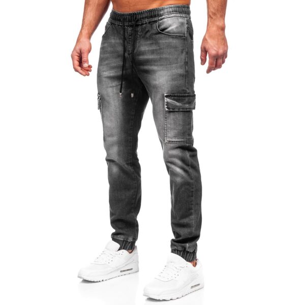 Svarta Jeans Joggers med cargofickor - Herr sida2