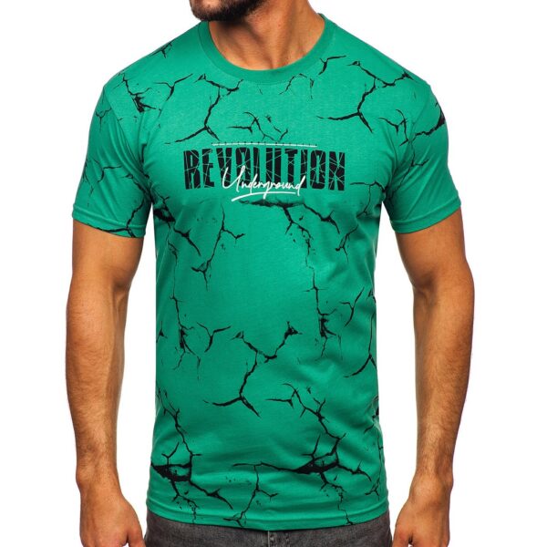 Billig T-shirt - grön Herrtröja revolution med tryck