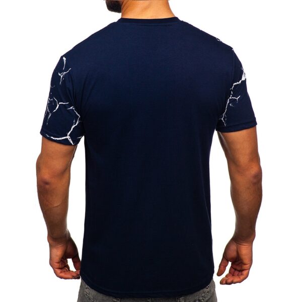 Billig T-shirt - mörkblå Herrtröja revolution med tryck bakifrån