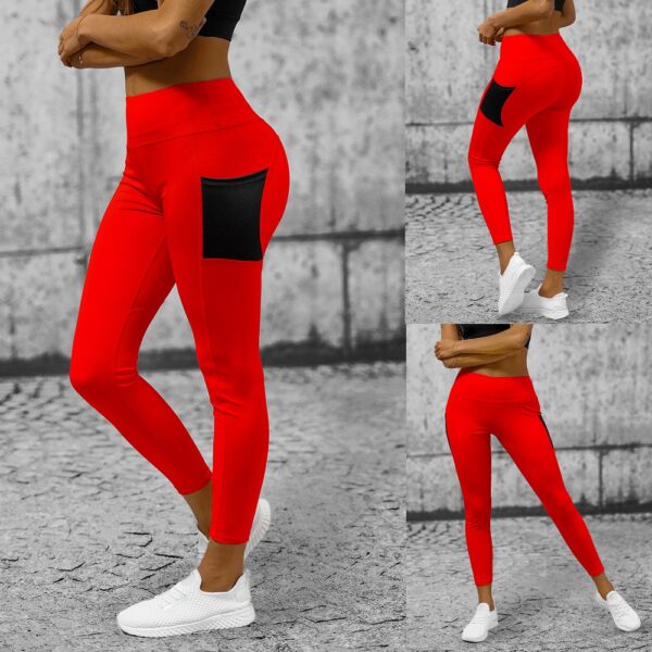 Träningsleggings - Röda leggings med mobilficka