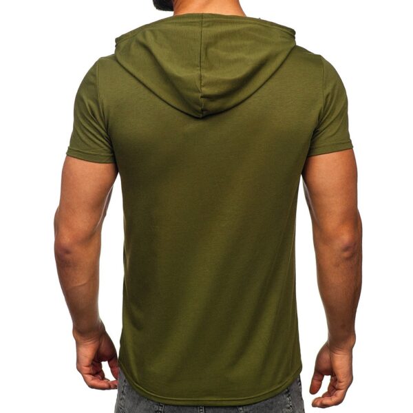 T-shirt med luva - Grön herrtröja med camo tryck bakifrån