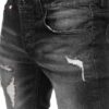 Destroyed jeans herr - svarta herrjeans med stretch inzoomad framifrån