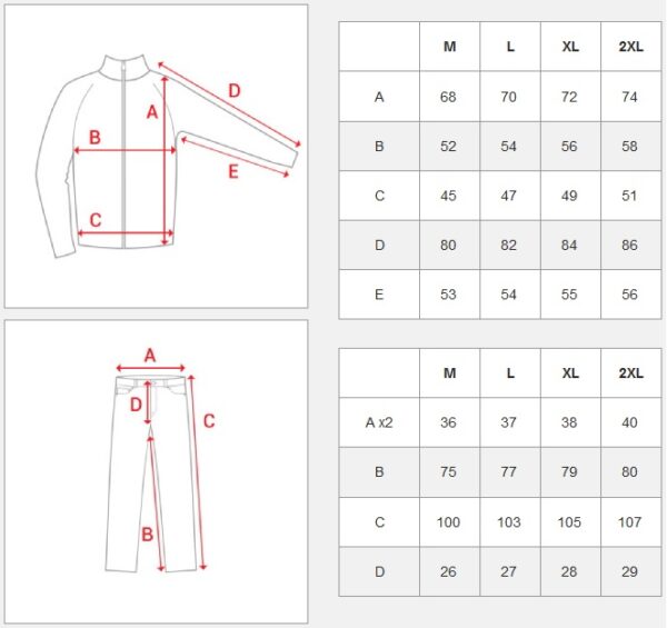 Träningsoverall - Sett med tröja och byxa - Mörkgrå/Svart - Storlekstabell